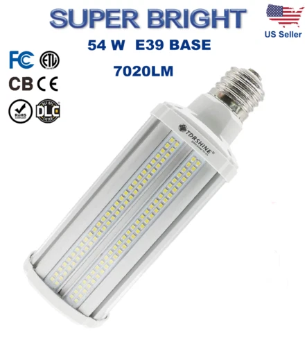 400 W Eqt LED Corn Light Bulb 54W 7020Lm 5000K E39 Large Base Super Bright - Image 1 of 4