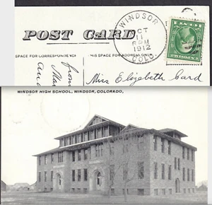 Windsor Colorado 1912 Stornieren Park Schule Rathaus SELTEN Frühansicht Postkarte - Bild 1 von 10