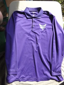 Charlotte Hornets NBA Antigua Purple Polo Shirt Shirt Mens Large Long Sleeve - Picture 1 of 8