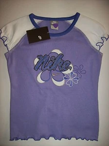 Nike Top Shirt Team Sports Casual Short Sleeve Sz 4 5 6X Floral Swoosh Angel NWT - Picture 1 of 3