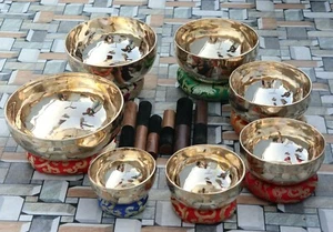 4 to 8 inch Shine singing bowl set-handmade in Nepal, meditation, home & living - Picture 1 of 6