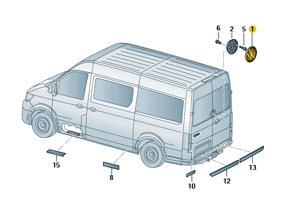 ★ORIGINAL VW Crafter E-Crafter Emblem SchwarzChrom hinten Heckklappe 7C0853630B★ - Bild 1 von 1