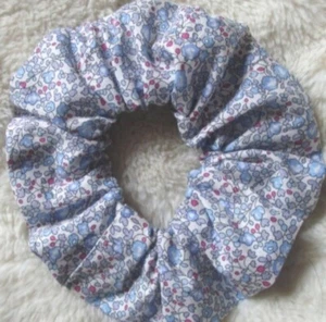 Liberty Art Fabric Scrunchie Bespoke Cottagecore Eloise Micro Floral Blue - Picture 1 of 6