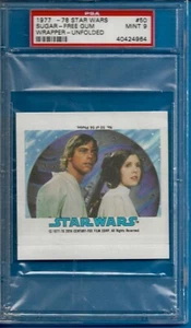 1977 Star Wars Sugar-Free Gum Wrapper #50 Princess Leia & Luke Skywalker Psa 9 - Picture 1 of 2