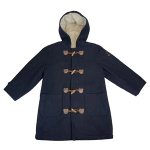 Japan Designer Youth Kids Miki House L Navy Blue Twill Toggle Duffle $350 Coat - Picture 1 of 13