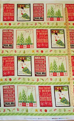 Santa's on His Way North Pole Bakery Clothworks Christmas Fabric Panel 23" Y1678 - Image 1 of 2