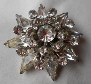 Vintage Kramer of New York Brosche Strass Blumen Stern Anstecknadel - Bild 1 von 7