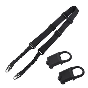 Tactical 2 Points Rifle Gun Sling Shoulder Strap with 2 Picatinny Rail Mounts - Picture 1 of 15