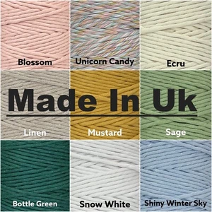 ECO-Friendly 5mm Twisted Cotton Macrame Cord/Yarn | Made in UK | Premium Quality - Picture 1 of 81