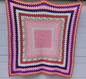 New Hand Crocheted Afghan Square Colorful 45" x 45" - Picture 1 of 2
