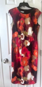 London Times dress size 8 midi length sleeveless water color design defect - Picture 1 of 9