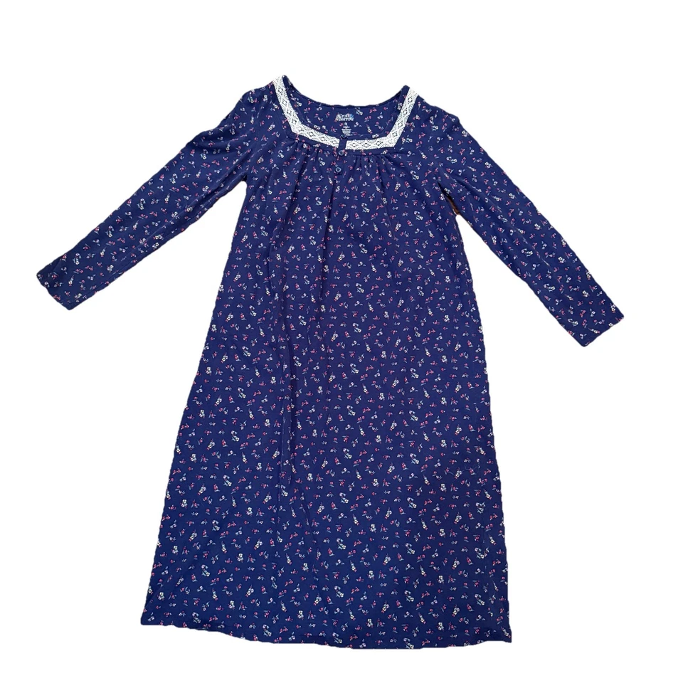 VTG Croft & Barrow Women's Blue Floral Long Sleep Pajama Muumuu Gown Sz M - Image 1 of 4