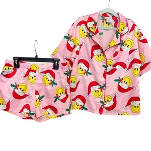 Art Class Girls Smiley Silk Christmas Pajamas Size Youth 14 - Picture 1 of 4