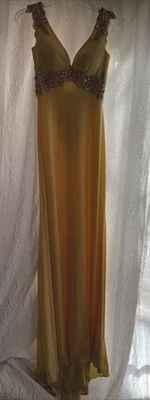 Night Moves Prom Formal Rhinestone Yellow Gown Dress Floor Length Sz. 0 - Image 1 of 4