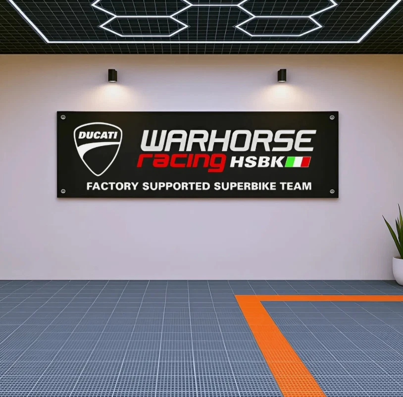 Ducati HSBK Racing Flag Banner 71x24 Garage Wall Decors Man Cave Gift - Image 1 of 1