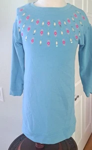 Gymboree Embroidered Blue Sweatshirt Dress Size 5 - Picture 1 of 4