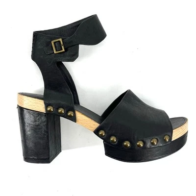 Kelsi Dagger Brooklyn Black Leather Platform Block Heel Sandal 41 US 10 - Image 1 of 4