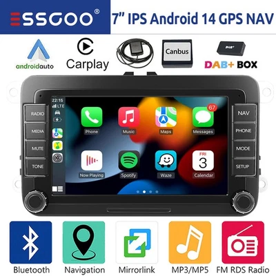 Per VW Touran Golf 5 6 Caddy DAB+ Carplay Android 14 autoradio GPS navigatore WIFI RDS