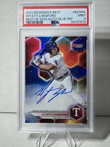2023 Bowman's Best Autograph Wyatt Langford #B23-WL Blue /150 Refractor Rangers - Picture 1 of 2