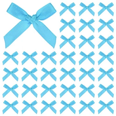 Paquete de 100 mini arco de cinta artesanal de 1,6 x 1 pulgadas para manualidades hágalo usted mismo [azul turquesa] Foto 1 de 4