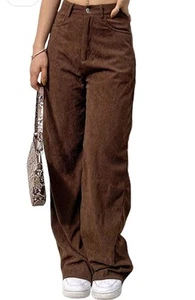 SCUSTY Women's Vintage Corduroy High Elastic Waist Wide Leg Pocketed Pants... - Picture 1 of 6