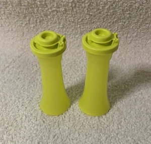Tupperware Small 4" Hourglass Salt Pepper Shakers Mini Translucent Green 831-44 - Picture 1 of 5