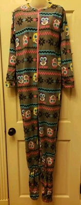 GRIS Colorido BÚHO DURMIENTE Una Pieza Pies Cremallera PAJAMA Vellón BESO CALIENTE Grande NUEVO  Foto 1 de 4