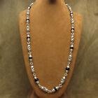 Collier perles d'onyx 31 pouces argent sterling et noir du Mexique