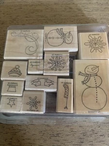 Stampin Up Wood Stamp Snow Buddies Vintage Set Of 12, VGC Most Never Used - Picture 1 of 4
