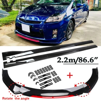 Front Bumper Lip Spoiler Splitter Body Kit &Side Skirts For Toyota Prius C Foto 1 de 4