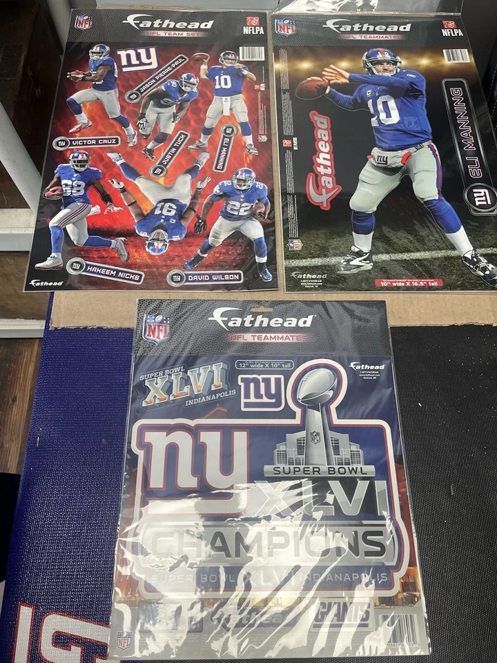 Lote de 3 pegatinas Fathead NFL Team New York Giants Superbowl Champions Foto 1 de 4