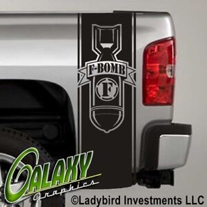 F-Bomb Funny Truck Bed Decals Stripes (Pair) - Fits Ram Chevy Ford F150 Toyota