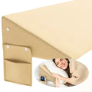 Queen Bed Wedge Pillow for Headboard (0-8") Triangle Pillow Soft Corduroy Beige - Picture 1 of 9