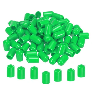 100pcs 8mm Rubber End Caps Cover PVC Vinyl Screw Thread Protector Green - Picture 1 of 5