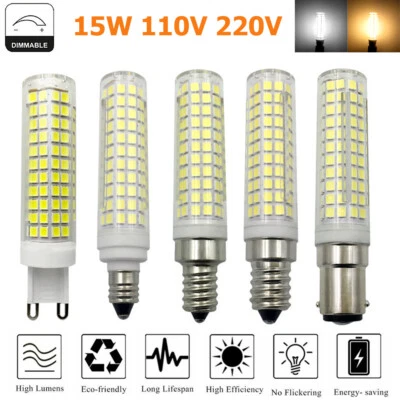 Dimmable LED Bulbs 15W 136LEDs E14 Corn Light 110V 220V 3000K-6000K White - Image 1 of 4