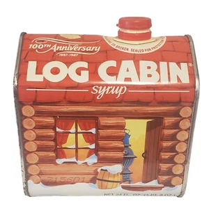 Vintage Log Cabin Maple Syrup Tin Can 100th Anniversary General Foods 1987  - Picture 1 of 9