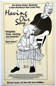 "HAVING OUR SAY" ORIGINAL HIRSCHFELD BROADWAY WINDOW CARD POSTER ~ BOOTH THEATRE - Picture 1 of 1