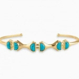 NEU Stella & Dot Türkis Stein Manschette Gold Boho zartes Statement Armband - Bild 1 von 3