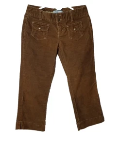 Junior's Aeropostale Brown Corduroy Capri Pants Cotton Blend Size 3/4 - Picture 1 of 11