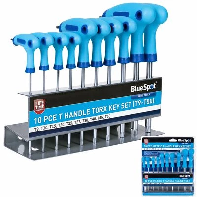 BlueSpot Long Star Torx Allen key Wrench Set T9 - T50 10 Pc T Handle Keys - Image 1 of 4