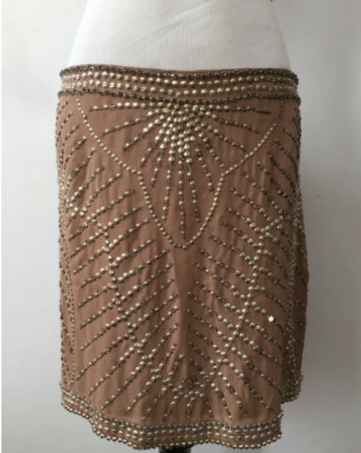  Haute Hippie Women Skirt Beaded Mini Beige  Beaded  $595.00 Size  Small  4 NWT - Image 1 of 1
