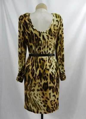 NUEVO CON ETIQUETAS $285 talla 6 ETCETERA VINTAGE TERCIOPELO ANIMAL ESTAMPADO LEOPARDO VESTIDO TÚNICA CON CINTURÓN Foto 1 de 4
