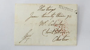 Original Brief von 1794 mit erstem Typ Kilometerzeichen Hastings 64 mit Wachssiegel - Bild 1 von 9
