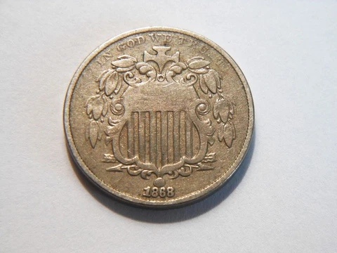 1868 F+ Vintage Shield Nickel,  Nice Lower Priced Coin for any collection Cover