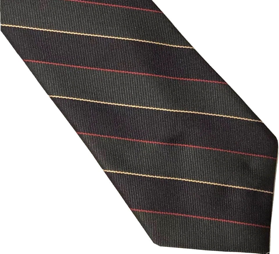 Corbata de seda Carter & Holmes clásica diagonal negra verde 56"x4"  Foto 1 de 4