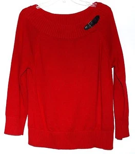 American Living Red Cotton with Buckle Design Boat Neck Sweater Size L - Picture 1 of 4