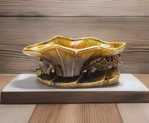 Vintage McCoy großes Lotus Herzstück 50er Jahre Keramik Übertopf - Blumenform Vase - Bild 1 von 11