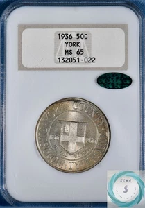1936 York Tercentenary Commemorative 50c NGC MS 65 w/CAC - Gen 3.0 Gold Letters! - Picture 1 of 12