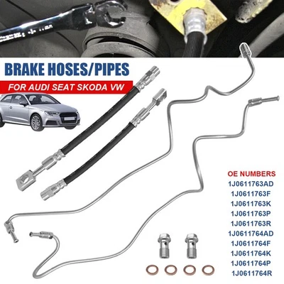 2x Brake Hose Pipe Left & Right for VW Golf AUDI A3 New Beetle SKODA 1J0611763AD - Image 1 of 4