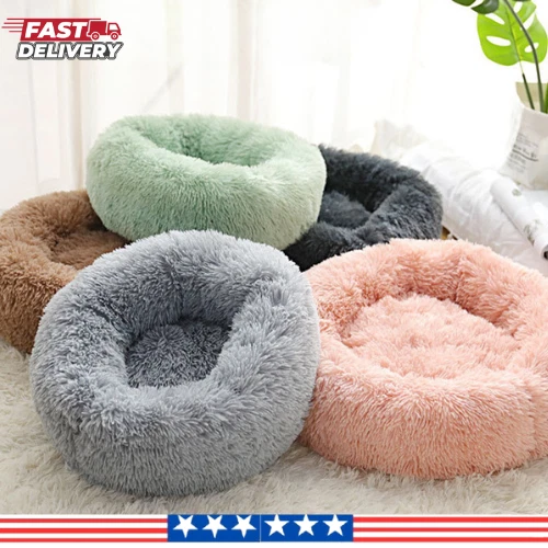 Cálida felpa gato perro cama redonda nido mascota invierno colchoneta para dormir lavable desmontable Foto 1 de 1
